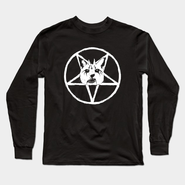 Black Metal Cat Long Sleeve T-Shirt by micalef